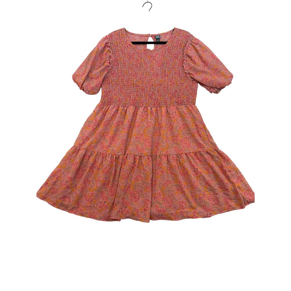 Wild Fable Women's Pink Floral Short Sleeve Smocked Top Dress - Size XXL - NWT